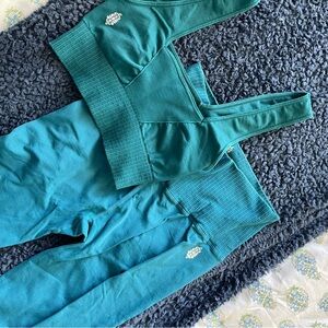 Teal free people workout set